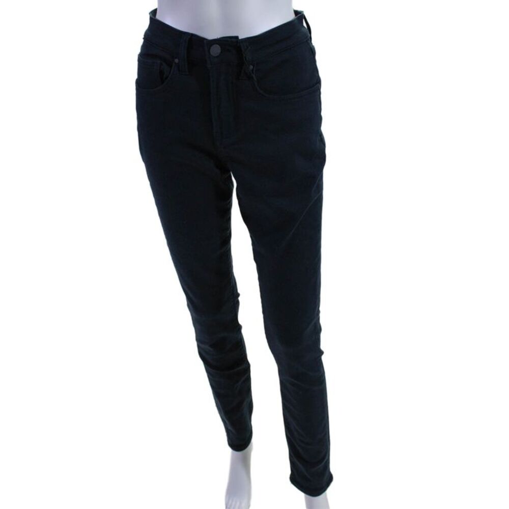 Swet Tailor Women's Button Closure Slim Fit Pockets Skinny Pants Black Size 28